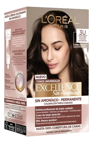 Coloración Permanente Excellence Sin Amoníaco Loreal Tono 3u