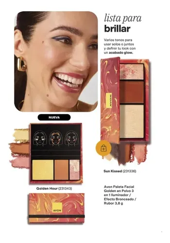 Avon Paleta Blush & Bronze Rubor Iluminador Efecto Bronceado Sun Kissed