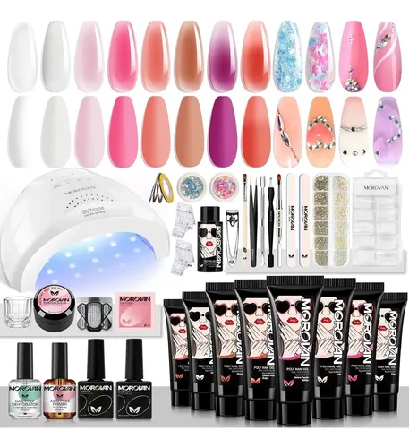 Kit Polygel Uñas Completo Con Lámpara Uv 48w Profesional