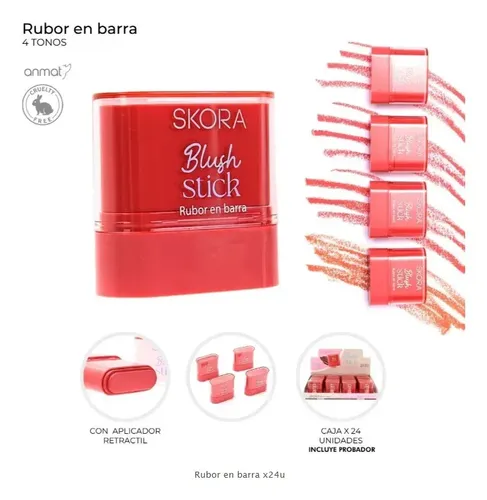 Rubor Barra Skora 4 Tonos Maquillaje Glow Ribes Colores 01