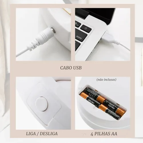 Y Espejo De Maquillaje Con Luz Led Plegable De Mesa Con Y