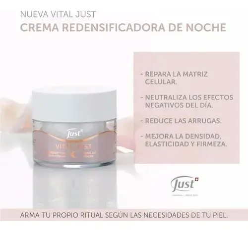 Crema Antiarrugas de Noche Just Vital Just Rostro Hipoalergénica Sin Parabenos