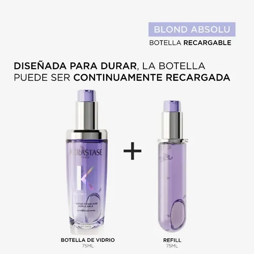 Aceite Capilar Kérastase L’Huile Cicagloss Blond Absolu Refillable, Para Cabello Rubio Dañado, 75 ml