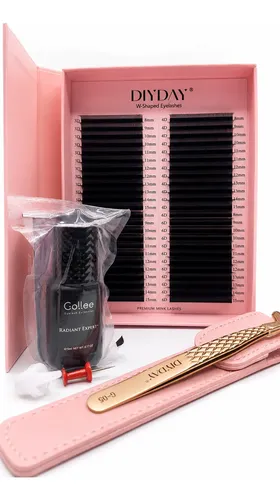 Kit Extensiones De Pestañas+adhesivo Pegamento+pinza Diyday