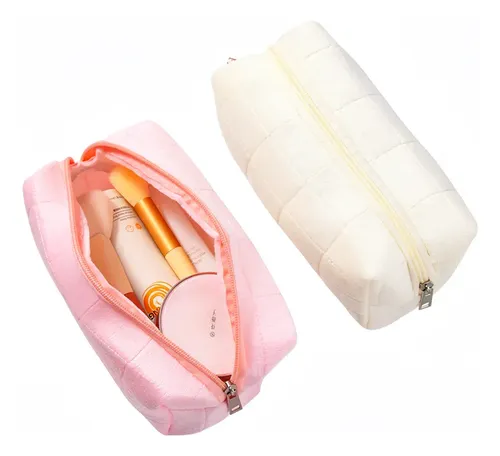 Cartuchera De Maquillaje Viajera Rosa Pequeña De Pana