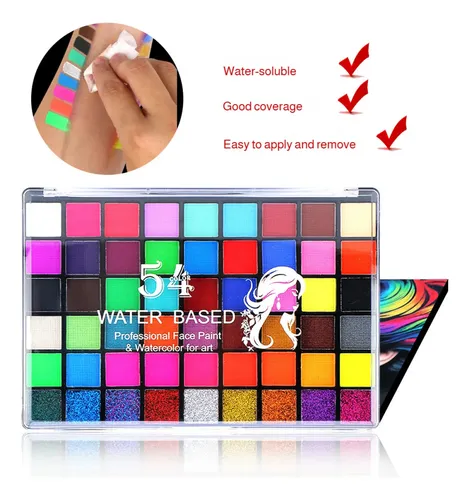 Kit De Maquillaje Facial Lavable No Tóxico De 54 Colores Com