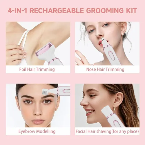 Depiladora Eléctrica Facial Para Mujer Recargable 4 En 1
