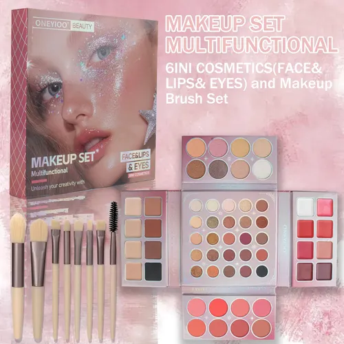 +set De Maquillaje Integrado Con Paleta De Sombras Y Brocha/