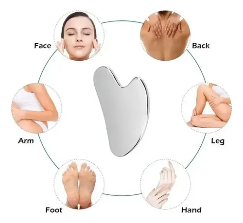 3 Masajeadores Faciales Y Corporales Gua Sha Acero Inoxidabl