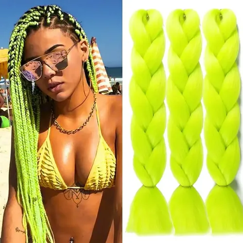 Kanekalon Extension Pelo Termico Trenza Africana 60cm Lfme Amarillo Fluo A22