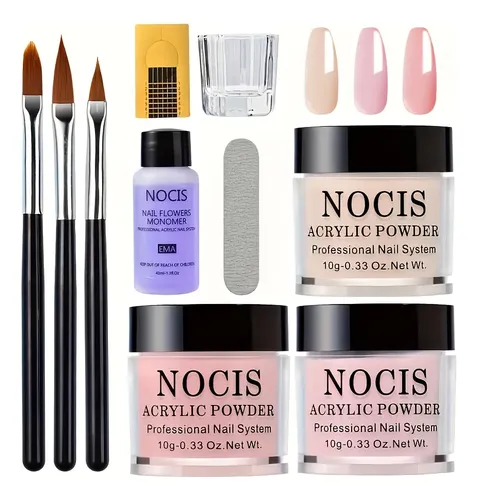 Kit Profesional De Uñas Acrílicas, Completo Con Monómero Líq