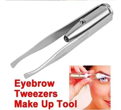Pinza De Cejas Con Luz Led Acero Inoxidable Para Depilar
