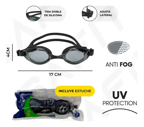 Combo Malla Natacion Bretel Fino + Antiparras + Gorro Tela