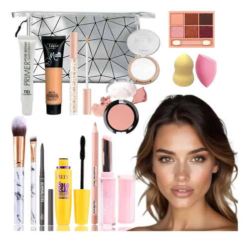 Combo Maquillaje Basico Rostro Labios Ojos Piel Iluminada