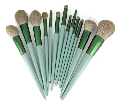 Set 13 Brochas Maquillaje Profesional Verde