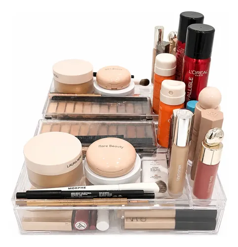 Organizador Acrílico Maquillaje Tapa Apilable Transparente