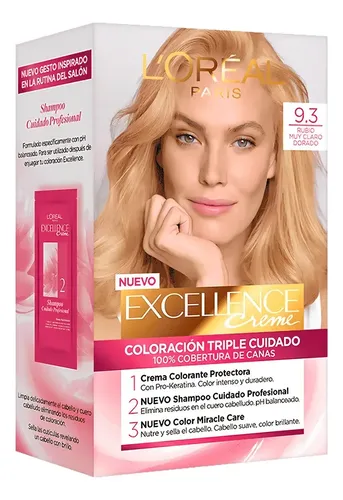 Tintura Excellence Creme L’Oréal París 9.3 Rubio Muy Claro Dorado con Cobertura de Canas
