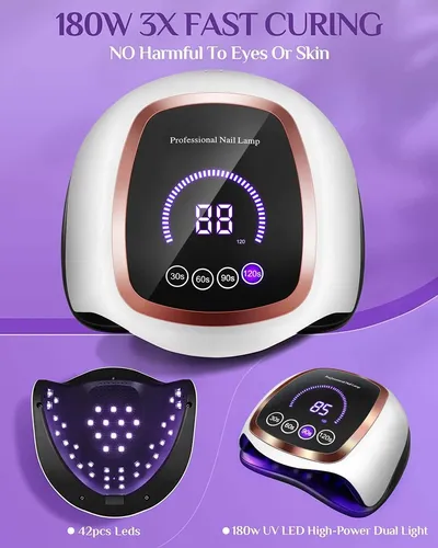 Gugusure Lámpara Uñas Led Uv 180 W Pantalla Lcd Ews