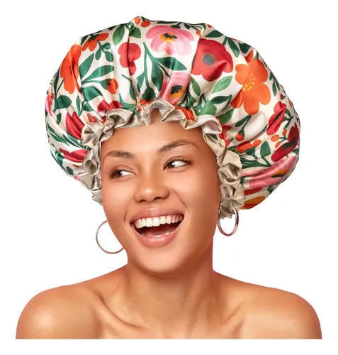 Gorro De Baño Impermeable Xl Con Estampa Floral Y Elástico