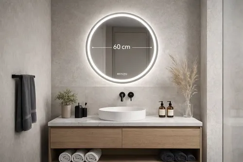 Espejo Circular Led 60 Cm Bronzen Luz Blanca Fria Baño