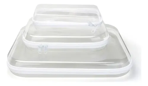 Pack X3 Estuches C/cierre Organizador Maquillajes Cosmeticos Color Blanco
