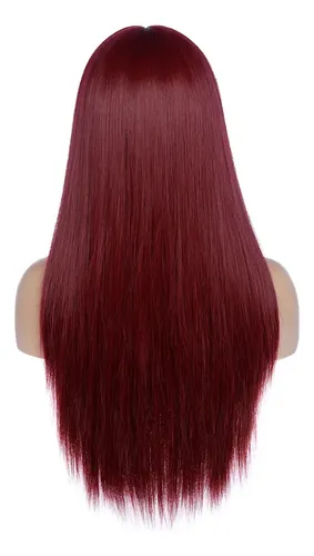 Peluca De Pelo Largo Y Liso Para Mujer, Color Rojo C11