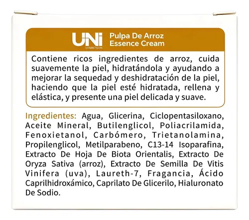 Crema Facial Pulpa De Arroz Unicosmeticos 50g Todo Tipo De Piel Día/noche