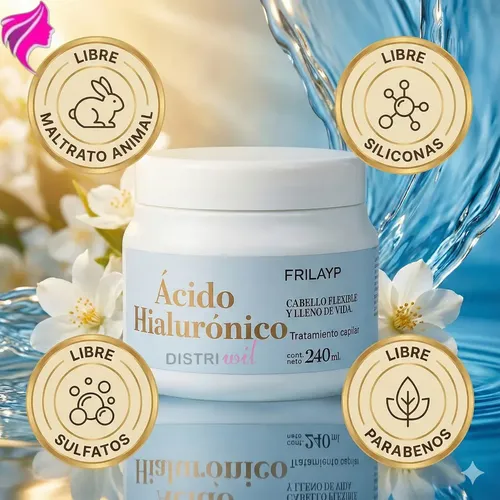 Mascara Capilar Acido Hialuronico Frilayp X240ml – Cabello Flexile Lleno De Vida Uso Profesional – Nutricion Intensa Brillo Suavidad Reparacion Extrema