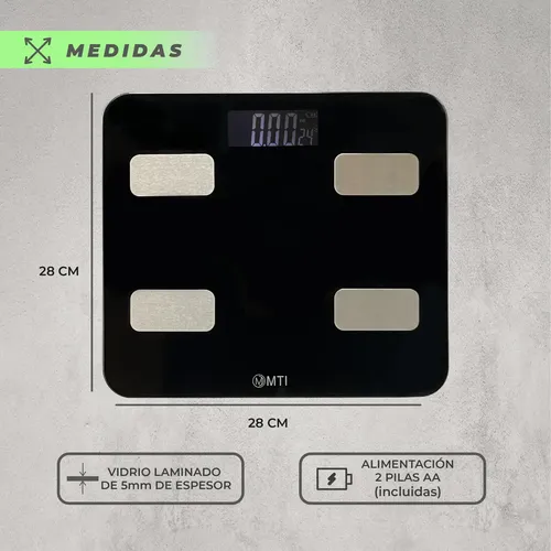 Balanza Digital Baño Mti Bluetooth Personal Corporal 180kg Color Negro