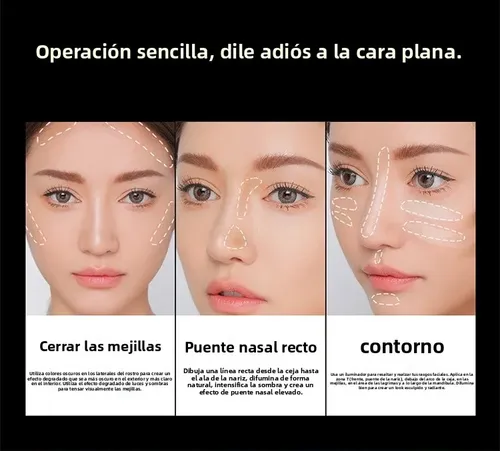 Maycheer Paleta 3 Contorno Sombra Nariz Iluminador Larga Dur