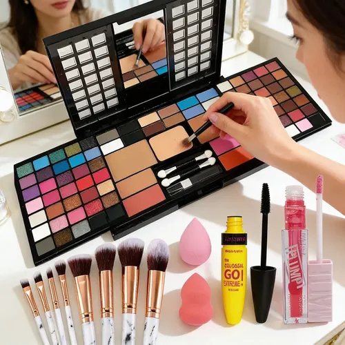 Set De Maquillaje Profesional Combo Labial Esponja Mascara