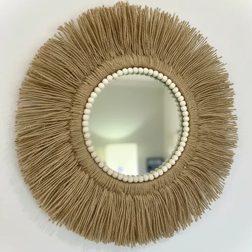 Set De 3 Espejos Decorativos Estilo Boho Con Marco De Yute