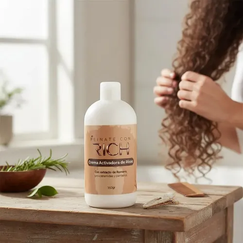 Crema para Peinar Rich Cova Rulos Definidos Antifrizz sin Enjuague
