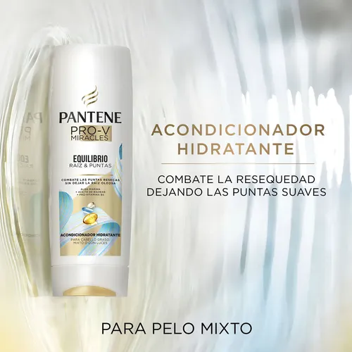 Acondicionador Hidratante para pelo Mixto Pantene Equilibrio Raíz y Puntas Pro-V Miracles con aceite de baobab, algas marinas y Pro-Vitamina B5 400 ml