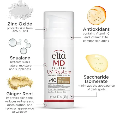 Protector Solar Facial Tintado Eltamd Uv Restore Spf 40