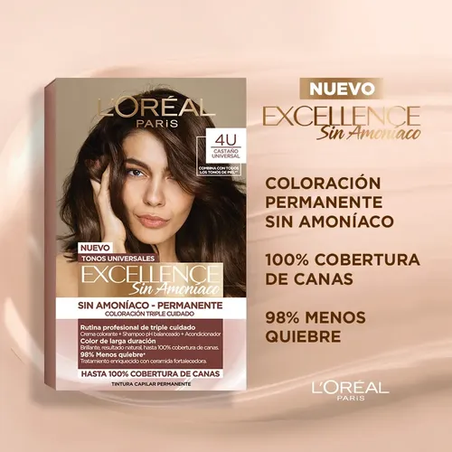 Coloración Permanente Excellence Sin Amoníaco L’oréal Paris Tono 7U Rubio Universal