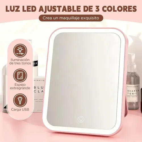 Espejo De Maquillaje Led Ruiyue Con 3 Niveles, Recargable Po