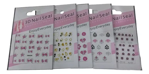 Lote 10 Sticker Decoracion Uñas 3d Colores Ydnis Maquillaje