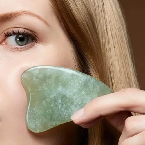 Masajeador Rostro Piedra Guasha Jade Reduce Hinchazon Facial
