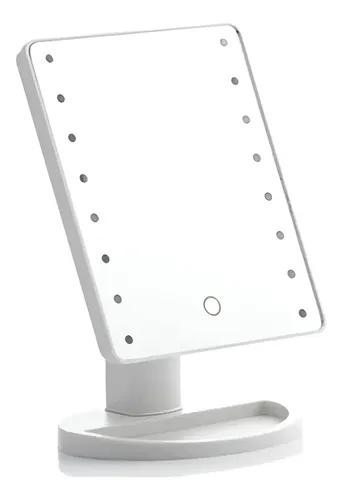 Espejo De Maquillaje Rectangular Con Luz Led Marco Blanco