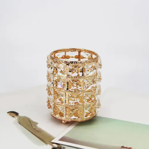 Titular De Cepillo De Maquillaje Giratorio De Cristal .