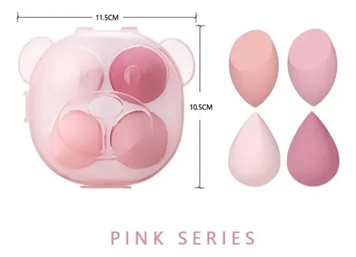 Kit X4uni Esponja Maquillaje Tipo Blender Envase Taper Osito