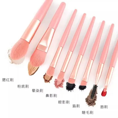 8 Piezas De Pinceles De Maquillaje Mini Portátile Set Para