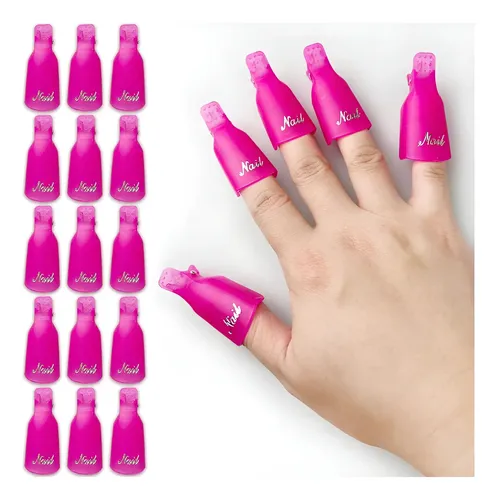 Juego De 20 Clips Para Quitar Esmalte Uv Jaasuee Rosa