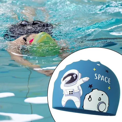 Gorro De Baño Para Niños Con Dibujos Animados De Azul