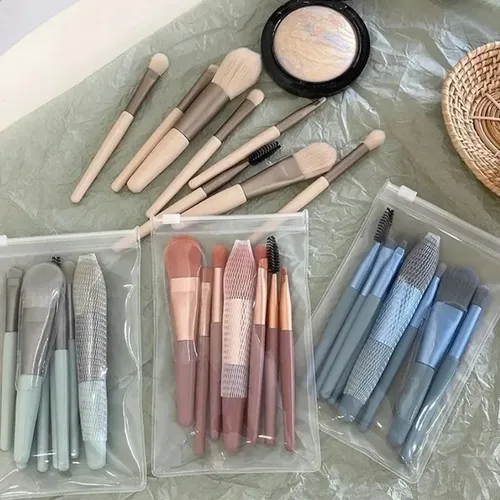 Set Maquillaje Brochas Pinceles Pack X 8 Unidades En Estuche Color Rosa