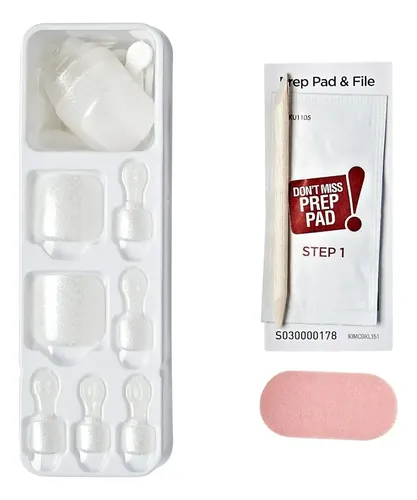 Uñas Postizas Uña Kiss Impress Impress Toe Nails Color Blanco Lisa