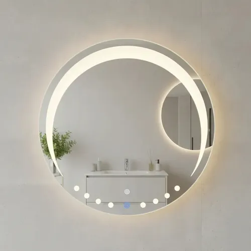 Espejo Circular Led 60cm Espejo Cálido Romántico Marco Diseño 1