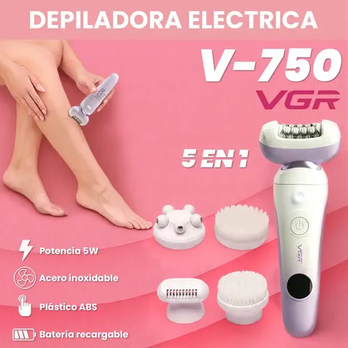 Depiladora Eléctrica Con Masajeador 5 En 1 Vgr V-750 Ipx7 Violeta