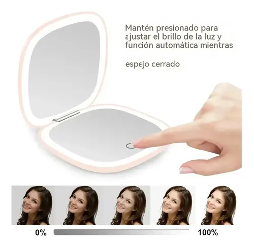 Espejo Compacto Iluminado Con Aumento De 10x D